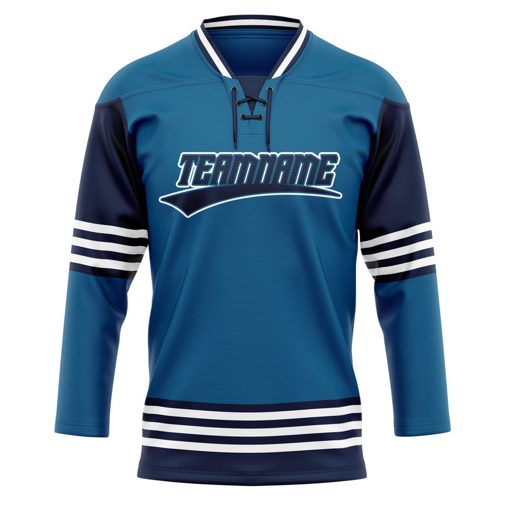 Custom Team Design Light Blue & Navy Blue Colors Design Sports Hockey Jersey HK00CBJ102118