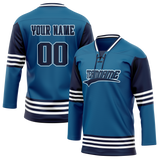 Custom Team Design Light Blue & Navy Blue Colors Design Sports Hockey Jersey HK00CBJ102118