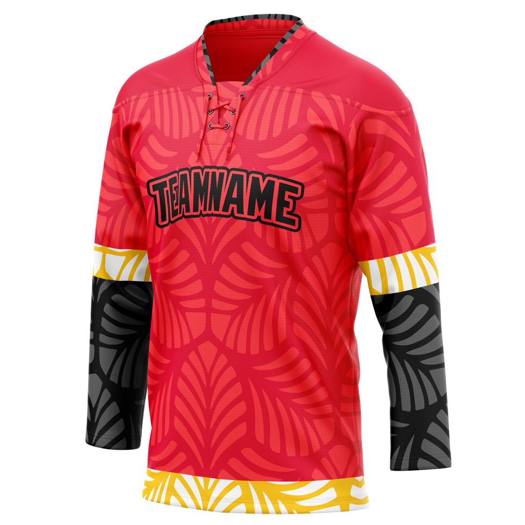 Custom Team Design Red & Black Colors Design Sports Hockey Jersey HK00LAK060901