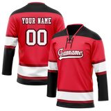 Custom Team Design Red & Black Colors Design Sports Hockey Jersey HK00CH030901