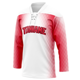 Custom Team Design White & Red Colors Design Sports Hockey Jersey HK00SK070209
