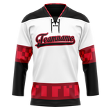 Custom Team Design White & Red Colors Design Sports Hockey Jersey HK00CH080209