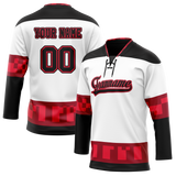 Custom Team Design White & Red Colors Design Sports Hockey Jersey HK00CH080209