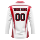 Custom Team Design White & Red Colors Design Sports Hockey Jersey HK00CH100209