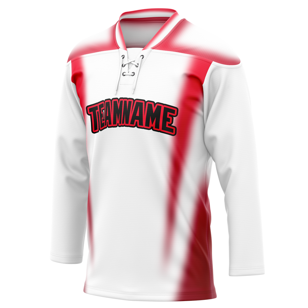 Custom Team Design White & Red Colors Design Sports Hockey Jersey HK00SK100209