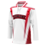 Custom Team Design White & Red Colors Design Sports Hockey Jersey HK00CH100209