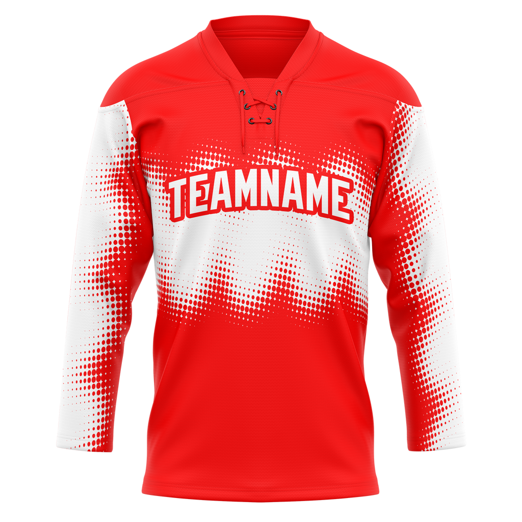 Custom Team Design Red & White Colors Design Sports Hockey Jersey HK00NYI010902