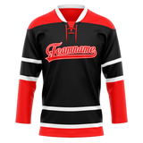 Custom Team Design Black & Red Colors Design Sports Hockey Jersey HK00NYI060109