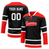 Custom Team Design Black & Red Colors Design Sports Hockey Jersey HK00NYI060109