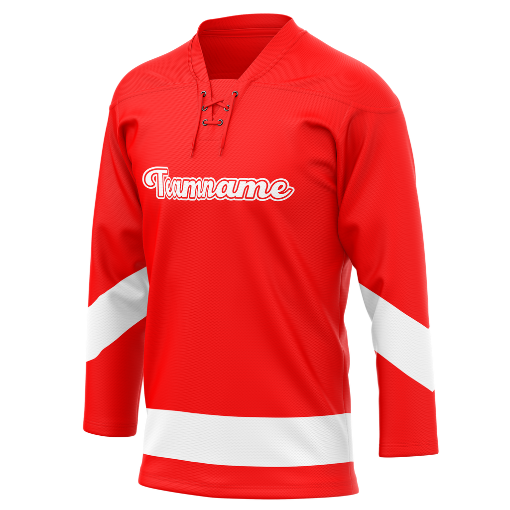 Custom Team Design Red & White Colors Design Sports Hockey Jersey HK00NYI070902