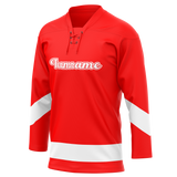 Custom Team Design Red & White Colors Design Sports Hockey Jersey HK00NYI070902