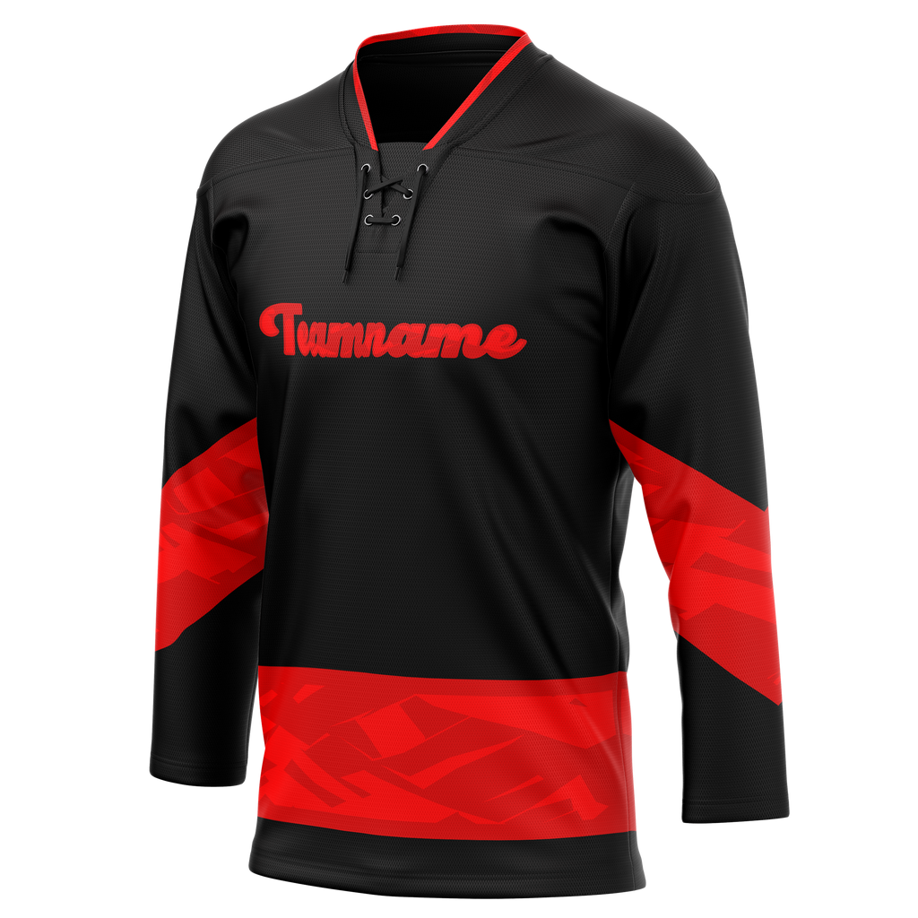 Custom Team Design Black & Red Colors Design Sports Hockey Jersey HK00NYI100109