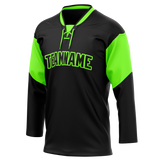 Custom Team Design Black & Green Colors Design Sports Hockey Jersey HK00FP010114
