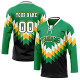 Custom Team Design Green & Yellow Colors Design Sports Hockey Jersey HK00FP031412