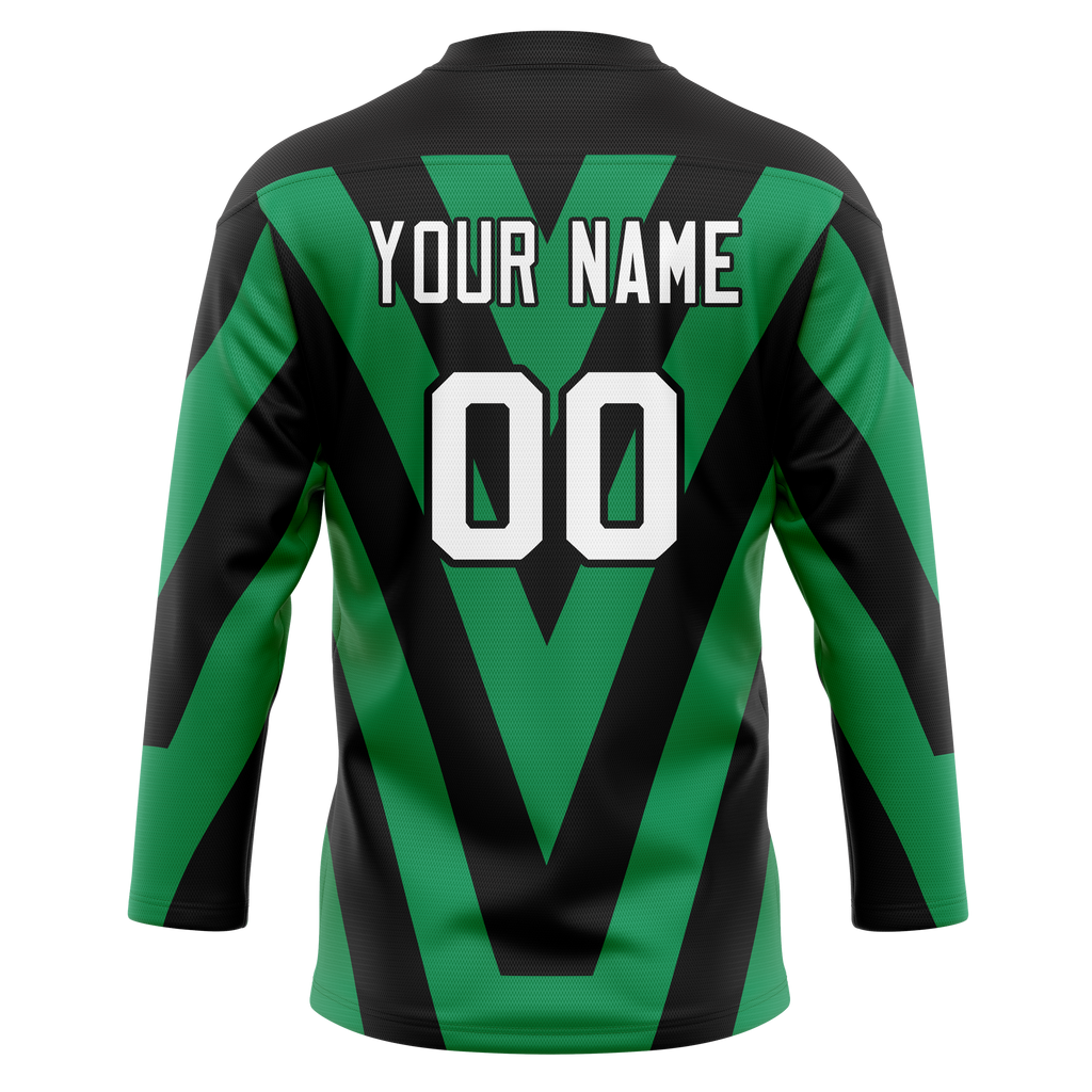 Custom Team Design Black & Green Colors Design Sports Hockey Jersey HK00FP050114