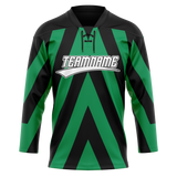 Custom Team Design Black & Green Colors Design Sports Hockey Jersey HK00FP050114