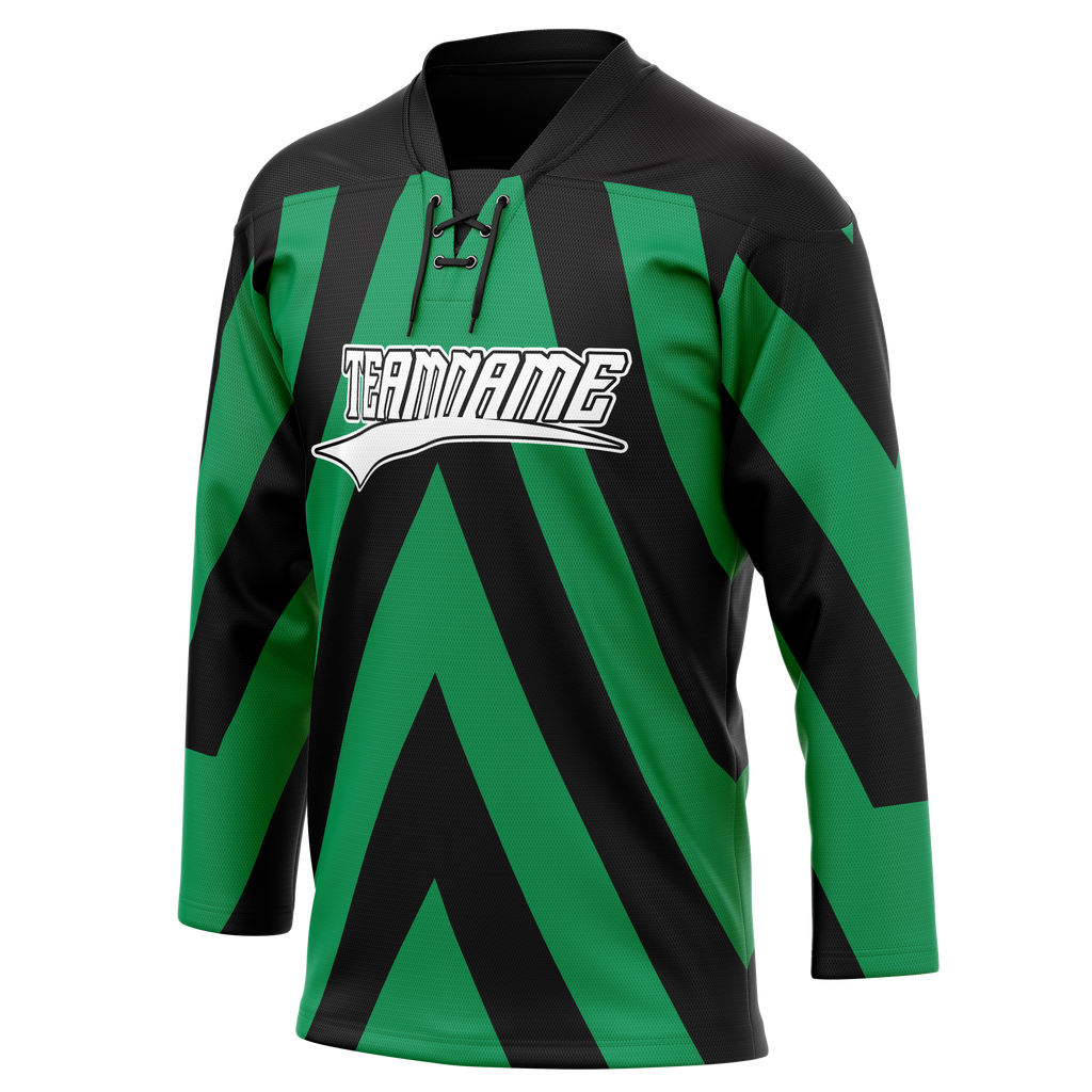 Custom Team Design Black & Green Colors Design Sports Hockey Jersey HK00DS050114