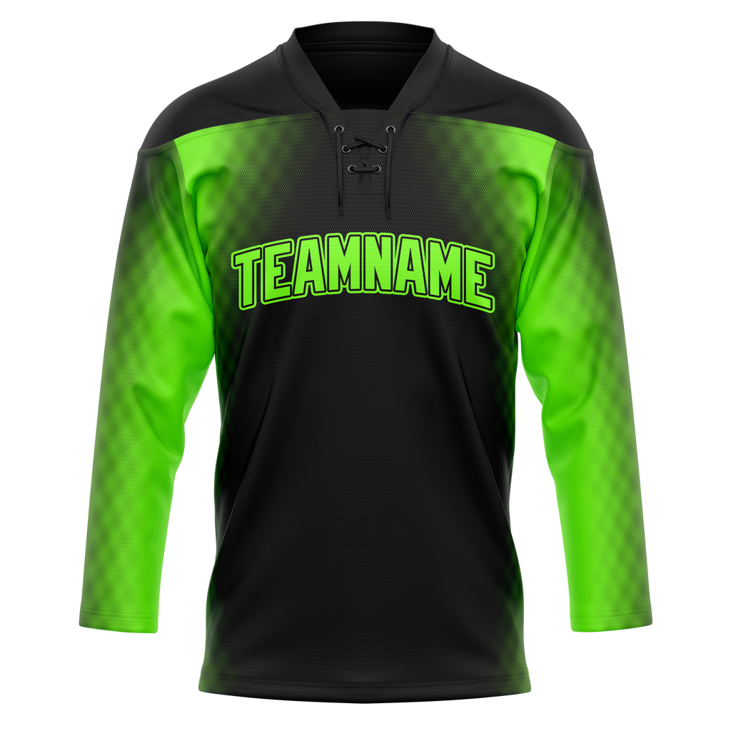 Custom Team Design Black & Green Colors Design Sports Hockey Jersey HK00FP080114