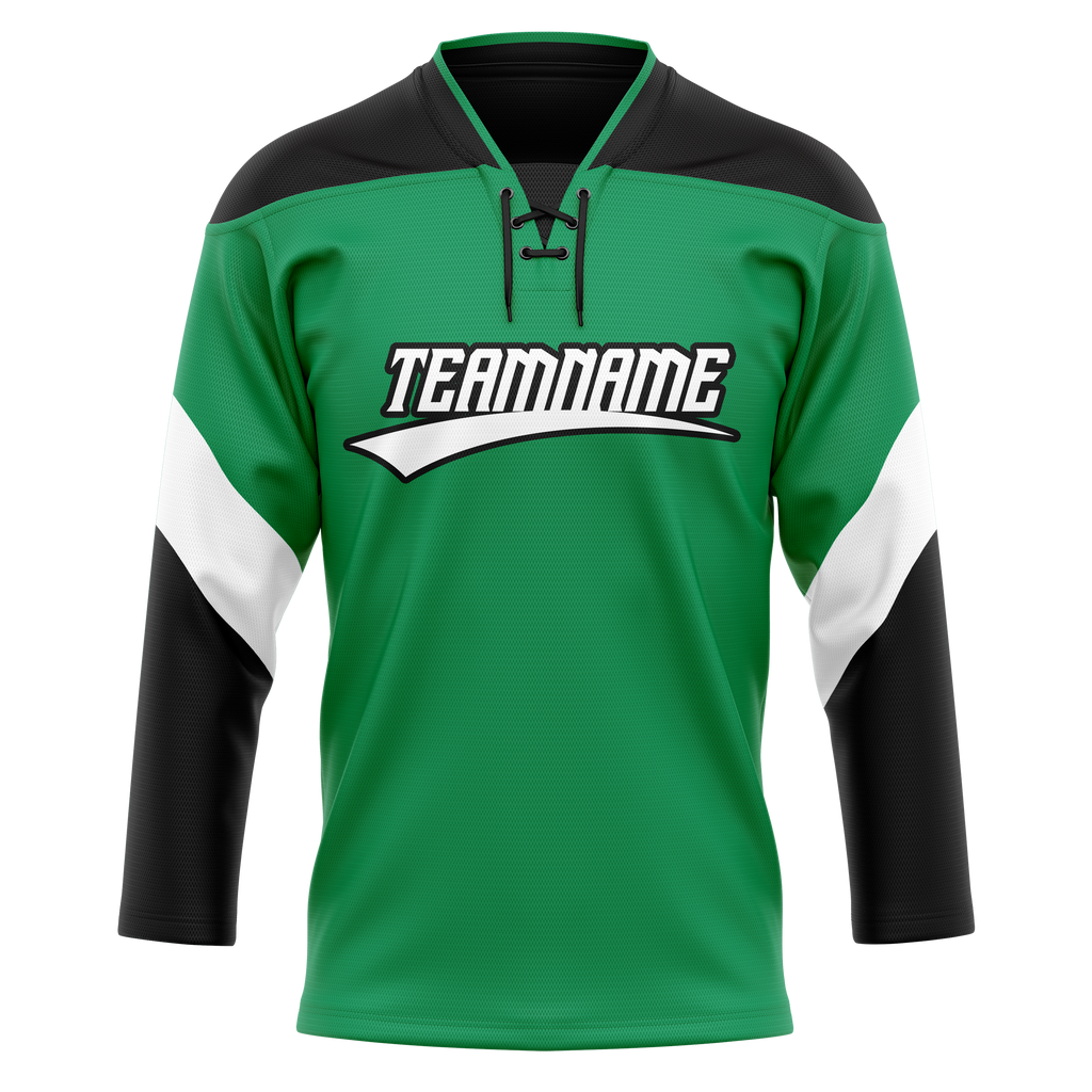 Custom Team Design Kelly Green & Black Colors Design Sports Hockey Jersey HK00DS101501