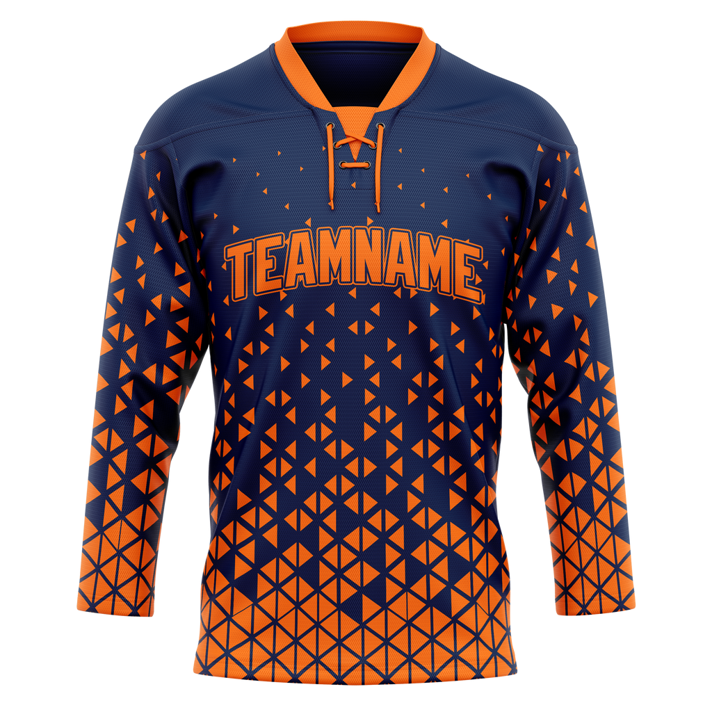 Custom Team Design Royal Blue & Light Orange Colors Design Sports Hockey Jersey HK00EO011911