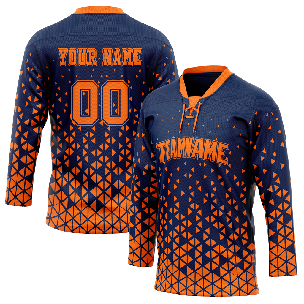 Custom Team Design Royal Blue & Light Orange Colors Design Sports Hockey Jersey HK00EO011911