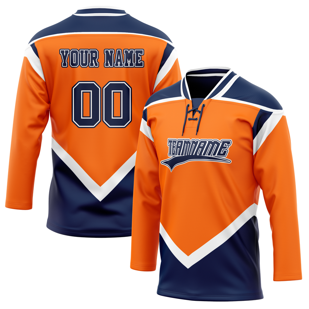 Custom Team Design Light Orange & Royal Blue Colors Design Sports Hockey Jersey HK00EO041119