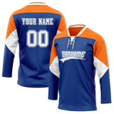 Custom Team Design Blue & Light Orange Colors Design Sports Hockey Jersey HK00DS052011