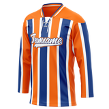 Custom Team Design Orange & Royal Blue Colors Design Sports Hockey Jersey HK00EO071019