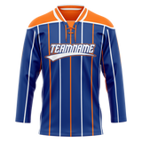 Custom Team Design Royal Blue & Orange Colors Design Sports Hockey Jersey HK00EO081910