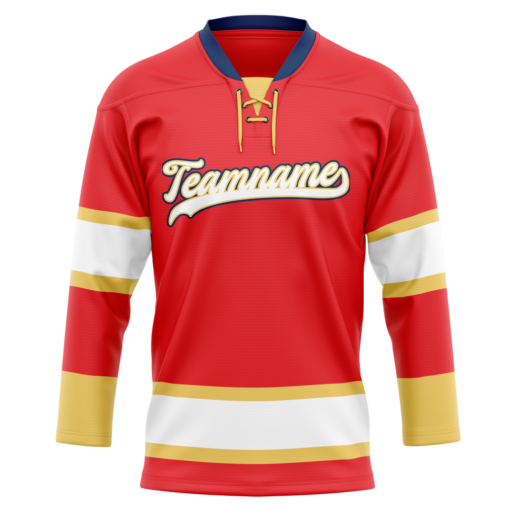 Custom Team Design Red & Yellow Colors Design Sports Hockey Jersey HK00FP010912