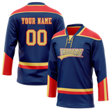 Custom Team Design Royal Blue & Red Colors Design Sports Hockey Jersey HK00FP051909