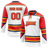 Custom Team Design White & Red Colors Design Sports Hockey Jersey HK00FP080209