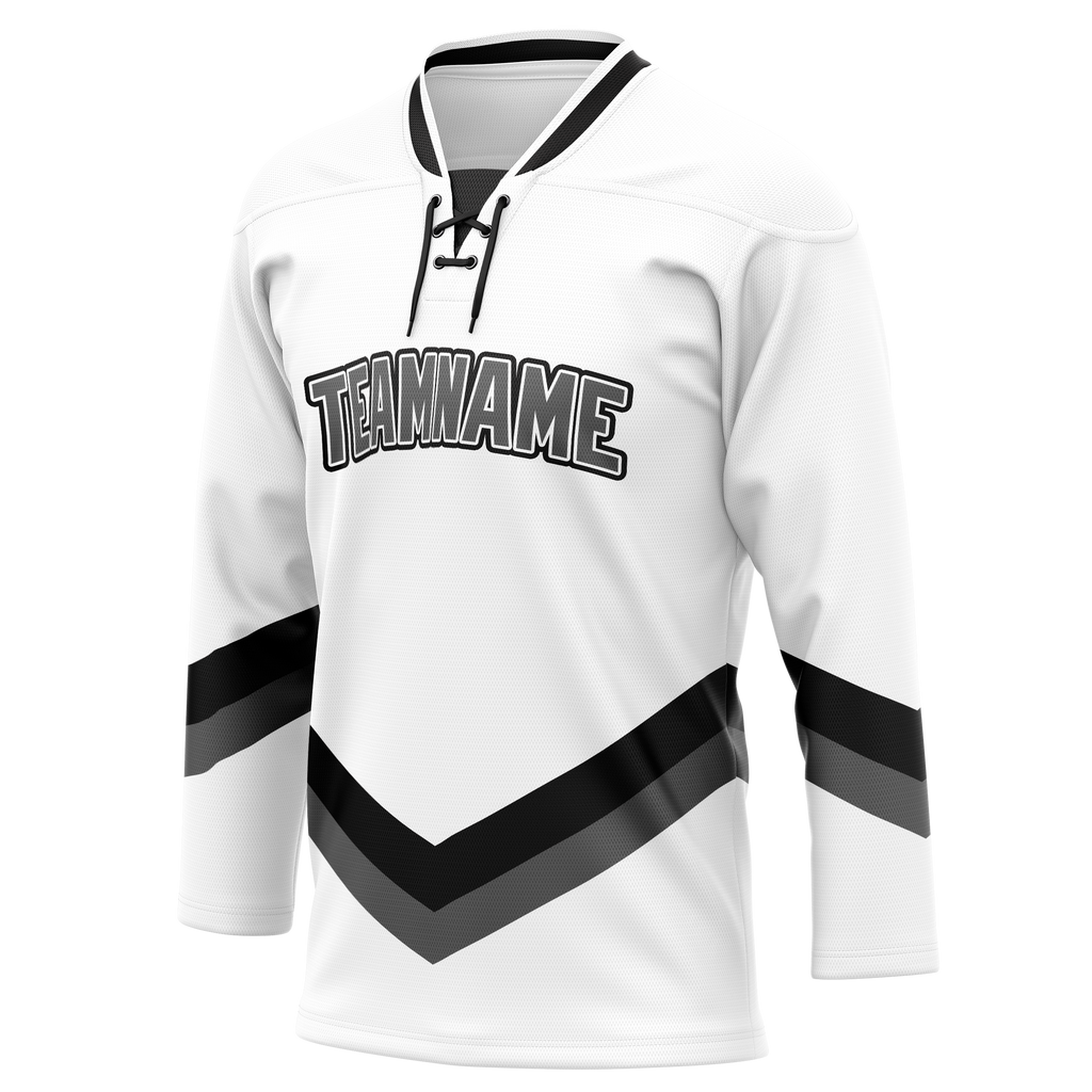 Custom Team Design White & Gray Colors Design Sports Hockey Jersey HK00MC040203