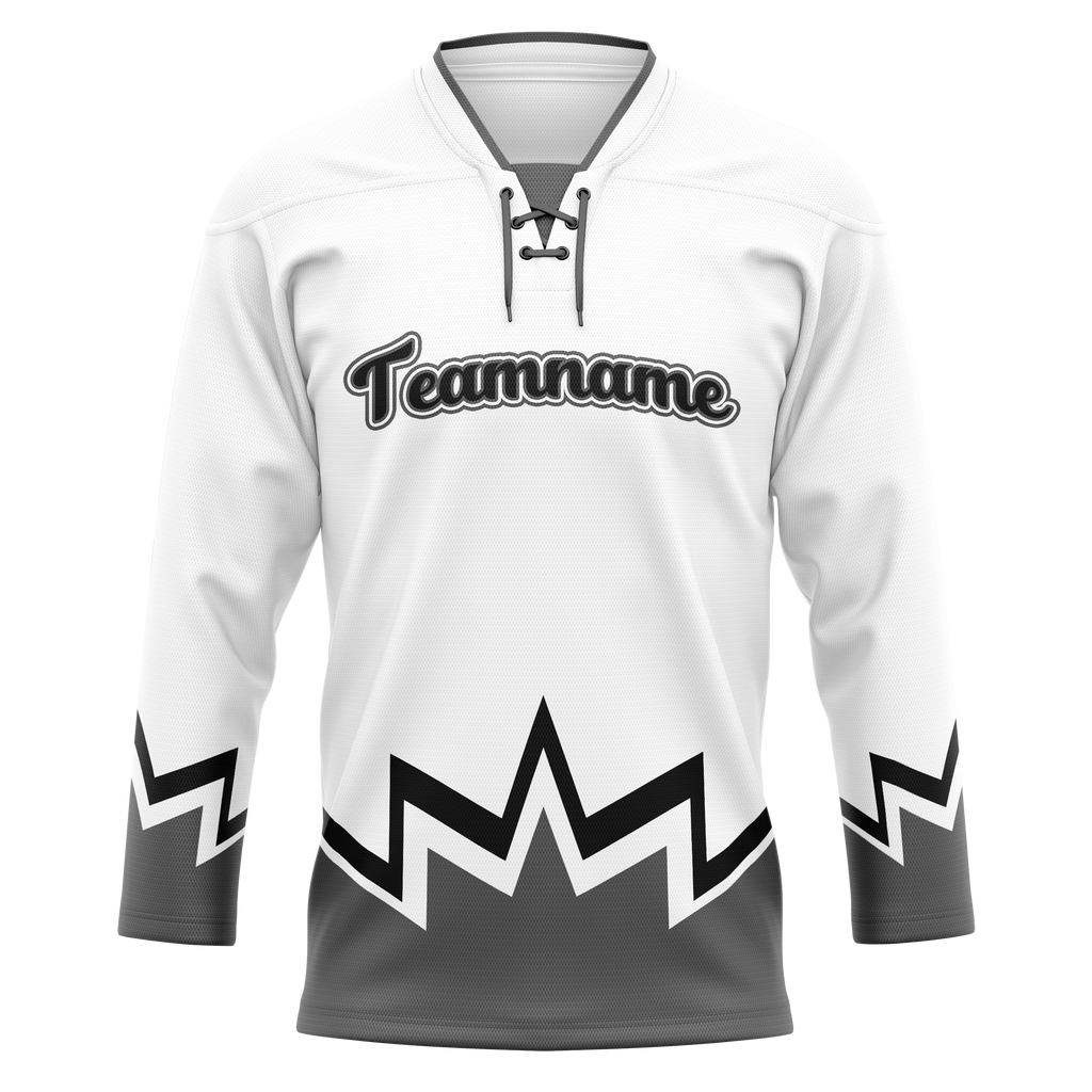 Custom Team Design White & Gray Colors Design Sports Hockey Jersey HK00MC060203