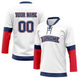 Custom Team Design White & Red Colors Design Sports Hockey Jersey HK00MC100209