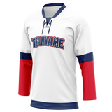 Custom Team Design White & Red Colors Design Sports Hockey Jersey HK00MC100209