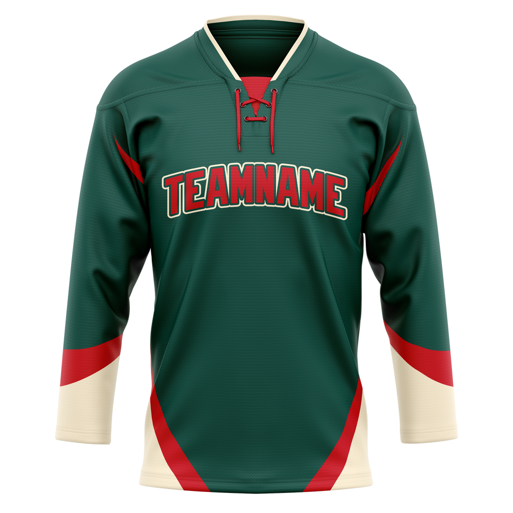 Custom Team Design Kelly Green & Red Colors Design Sports Hockey Jersey HK00NP011509