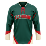 Custom Team Design Kelly Green & Red Colors Design Sports Hockey Jersey HK00NP011509