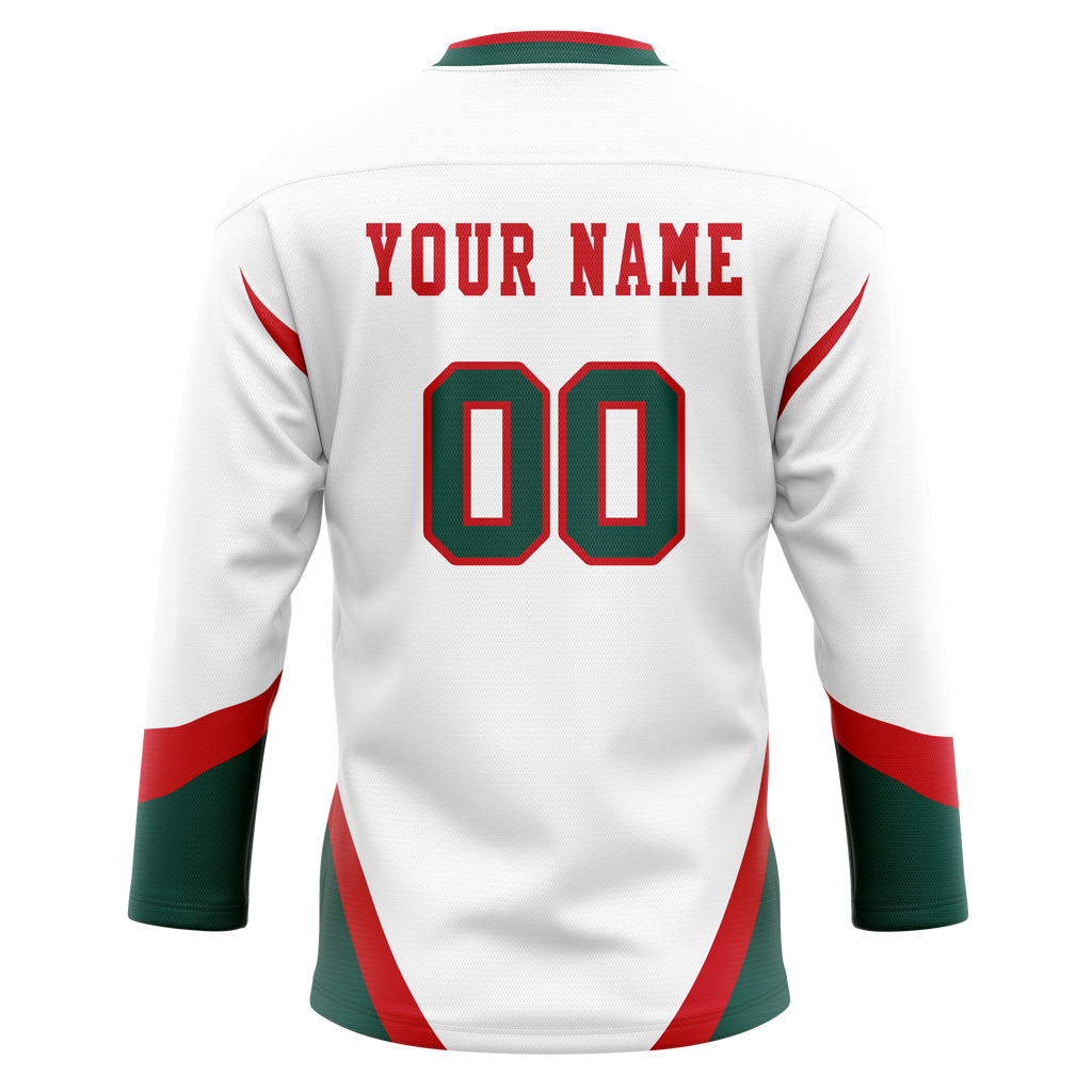 Custom Team Design White & Red Colors Design Sports Hockey Jersey HK00NP060209