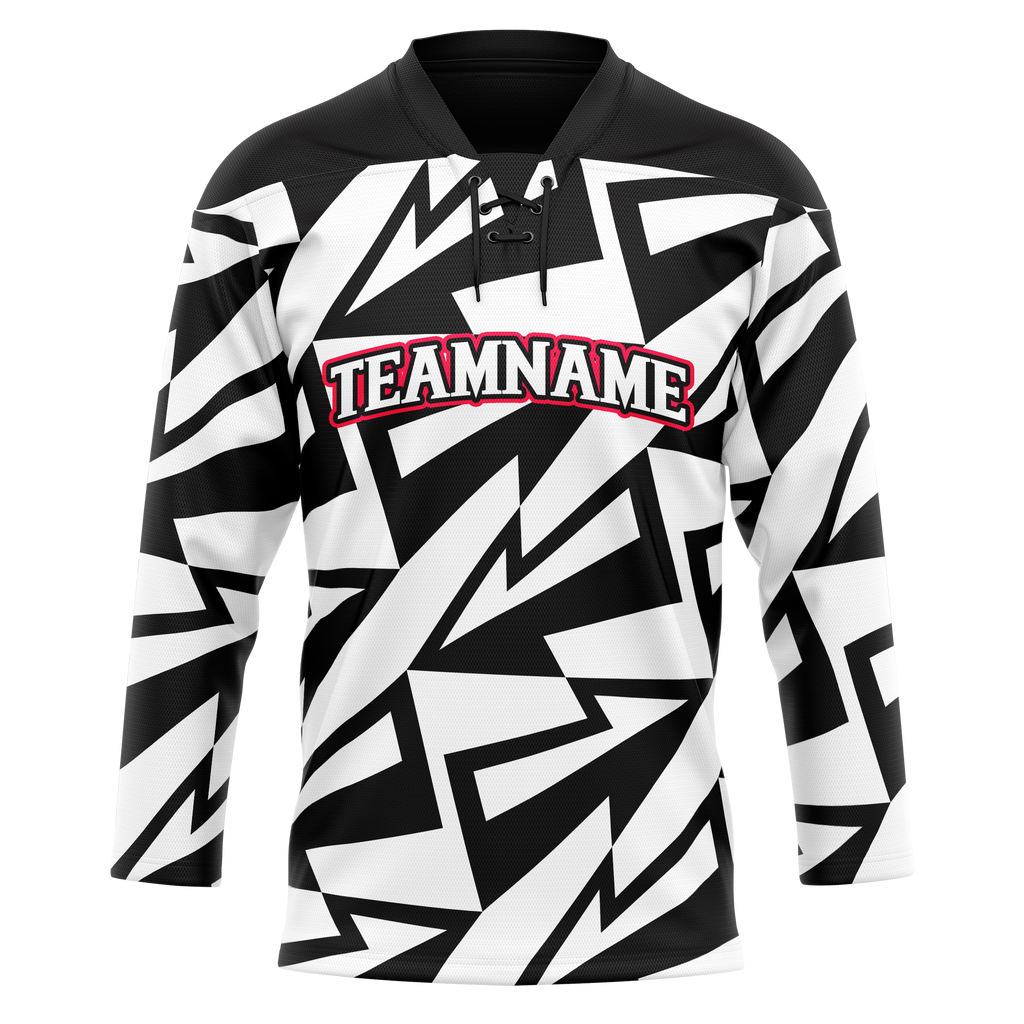 Custom Team Design Black & White Colors Design Sports Hockey Jersey HK00PF010102