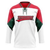 Custom Team Design White & Red Colors Design Sports Hockey Jersey HK00PF040209