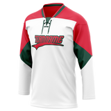 Custom Team Design White & Red Colors Design Sports Hockey Jersey HK00PF040209