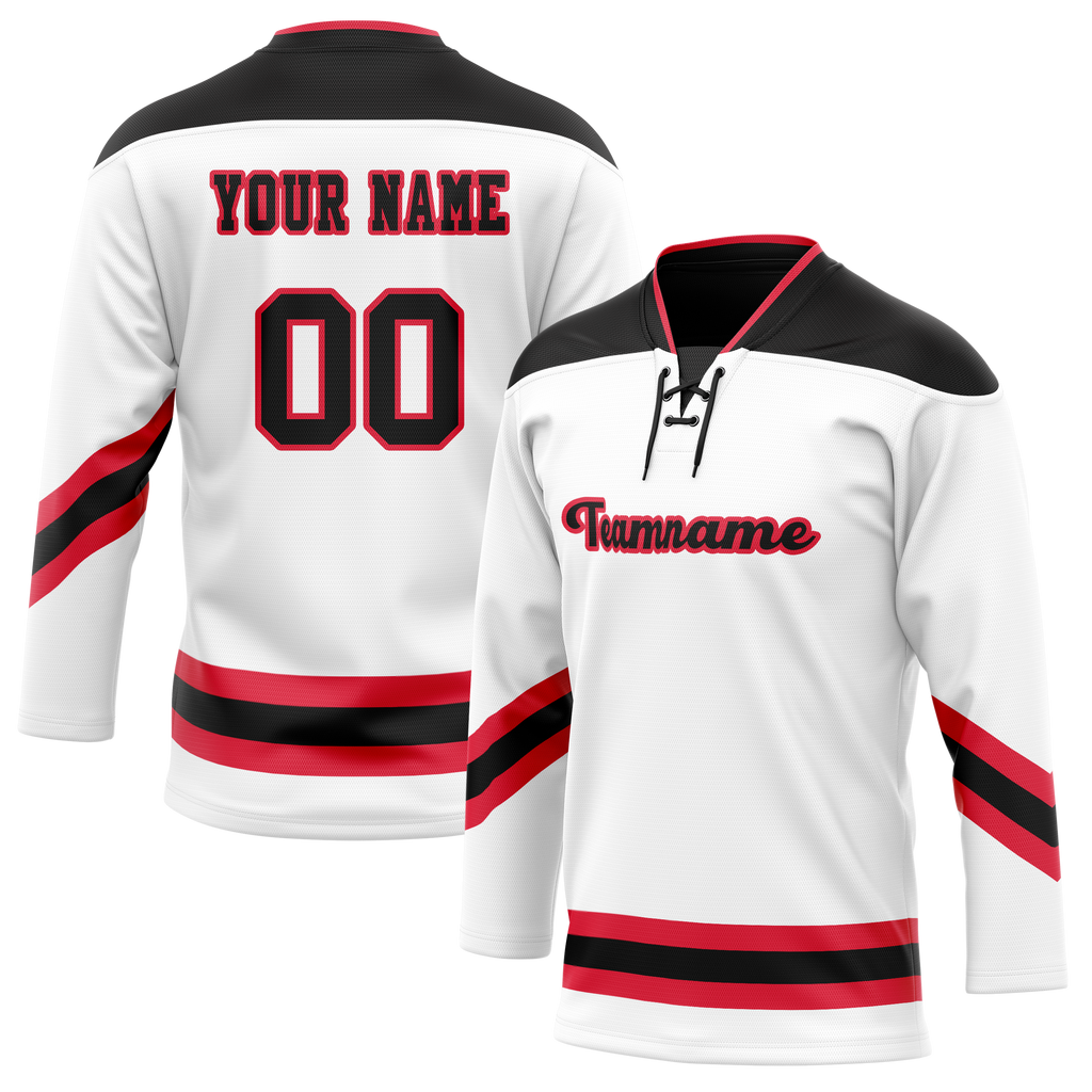 Custom Team Design White & Black Colors Design Sports Hockey Jersey HK00PF060201