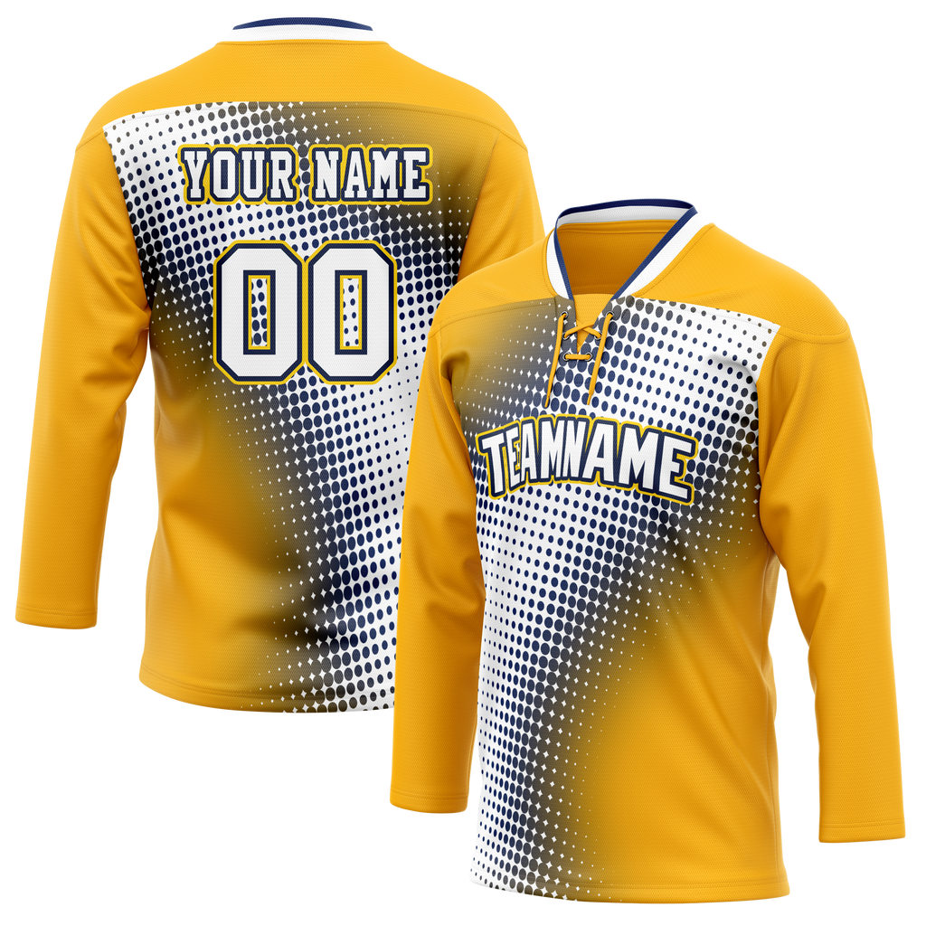 Custom Team Design Gold & White Colors Design Sports Hockey Jersey HK00WJ091302