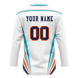 Custom Team Design White & Teal Colors Design Sports Hockey Jersey HK00NJD060217