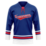 Custom Team Design Royal Blue & Red Colors Design Sports Hockey Jersey HK00BB011909