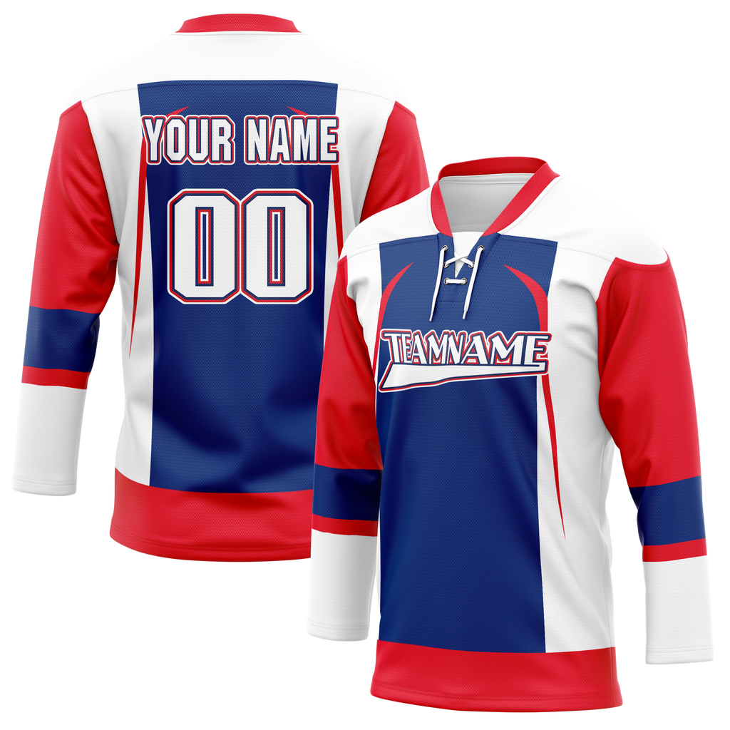 Custom Team Design White & Red Colors Design Sports Hockey Jersey HK00BB040209