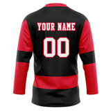 Custom Team Design Black & Red Colors Design Sports Hockey Jersey HK00CF010109