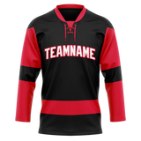 Custom Team Design Black & Red Colors Design Sports Hockey Jersey HK00OS010109