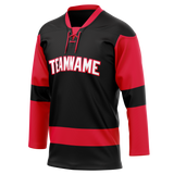Custom Team Design Black & Red Colors Design Sports Hockey Jersey HK00OS010109